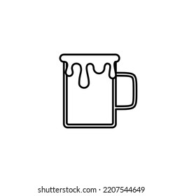 mug icon with overfilled with water on white background. simple, line, silhouette and clean style. black and white. suitable for symbol, sign, icon or logo