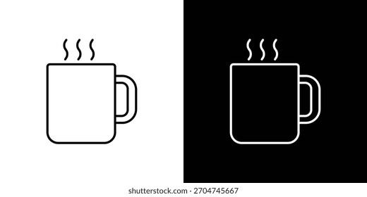 Taza icono píxel perfecto. Símbolo de contorno. Dibujo lineal simple.