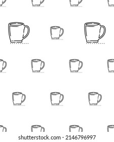 Mug Icon Seamless Pattern, Tea, Coffee, Milk Mug Icon Vector Art Illustration