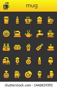 mug icon set. 26 filled mug icons.  Simple modern icons about  - Beer, Mug, Coffee, Beer keg, Tea, Beer cap, Teapot, Tea pot, tap, Beers, Canteen, Break, Thermo