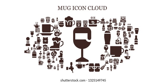 mug icon set. 93 filled mug icons.  Collection Of - Beer, Tea bag, Tea, Coffee cup, Coffee, Oktoberfest, Cup, Beer bottle, Teapot, Coffee pot, Thermo, Canteen, Break, Latte, Beer tap