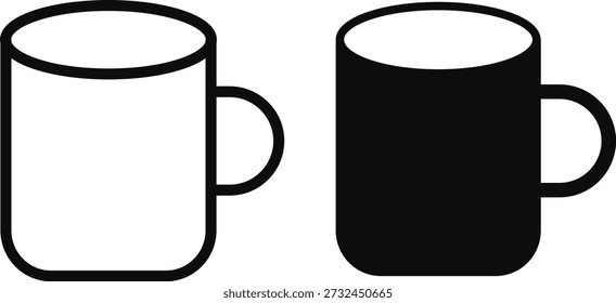 Mug Icon Set. Coffee and tea symbols. Hot drink and beverage design. Kitchenware and cafe signs. Kitchen Appliance Icons
