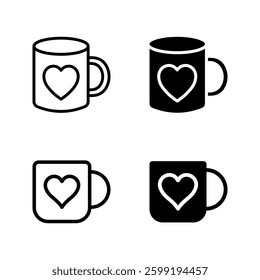 mug icon set color editable on white background