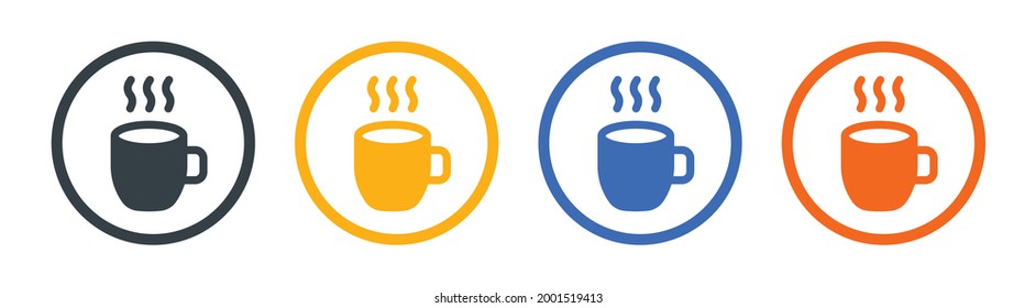 Mug icon set. Containing coffee mug, hot drink or tea mug icon vector illustration.