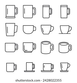 Mug icon set isolated on white