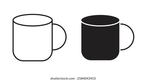 Mug icon set in thin line. vector illustrations for web