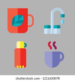 mug icon set. vector set about tap, thermos, tea cup and coffee cup icons set.