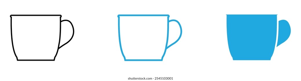 Mug Icon Set Vector illustration in black