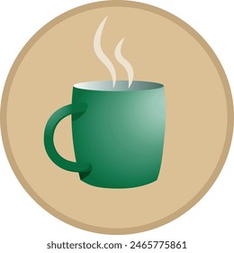 Mug icon with steam in a warm background 