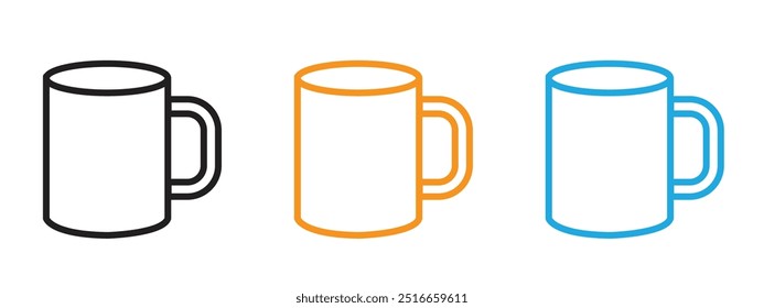 Mug icon Thin line illustration set