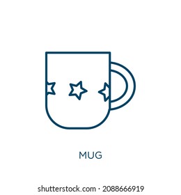 mug icon. Thin linear mug outline icon isolated on white background. Line vector mug sign, symbol for web and mobile