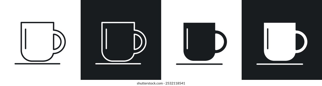 Mug icon vector icon set black filled and outlined style.