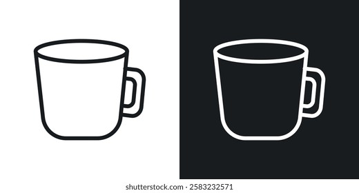 Mug icons in black and white liner strokes for web design.