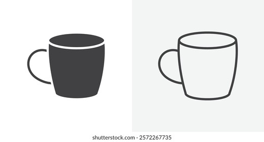 Mug icons. flat and line style set