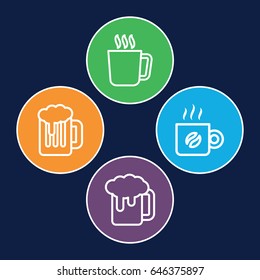 Mug icons set. set of 4 mug outline icons such as coffee