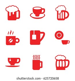 Mug icons set. set of 9 mug filled icons such as dish, tea cup, coffee cup