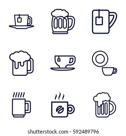 mug icons set. Set of 9 mug outline icons such as dish, tea cup, tea