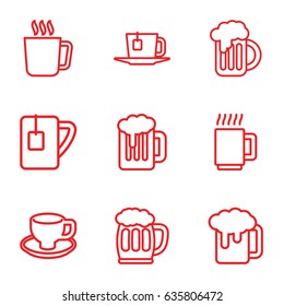 Mug icons set. set of 9 mug outline icons such as coffee cup, tea cup, tea