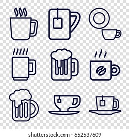 Mug icons set. set of 9 mug outline icons such as dish, tea cup, tea, coffee