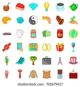 Mug icons set. Cartoon style of 36 mug vector icons for web isolated on white background