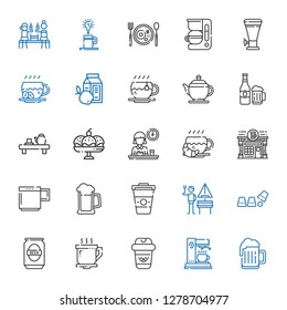 mug icons set. Collection of mug with beer, coffee maker, coffee, coffee cup, cup, german, pub, breakfast, tea, teapot. Editable and scalable mug icons.