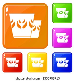 Mug icons set collection vector 6 color isolated on white background