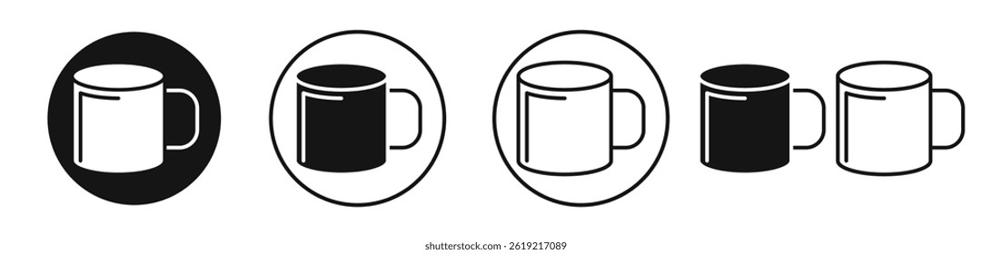 Mug icons set in solid black and stroke line style