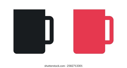 Mug icons set vectors black and colored style