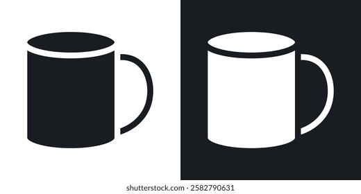 Mug icons set vectors black and colored style