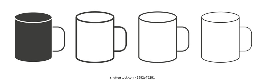 Mug icons set vectors graphic designs