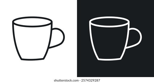 Mug icons in thin black and white stroke liner style