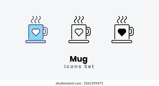 Mug Icons thin line and glyph vector icon stock illustration