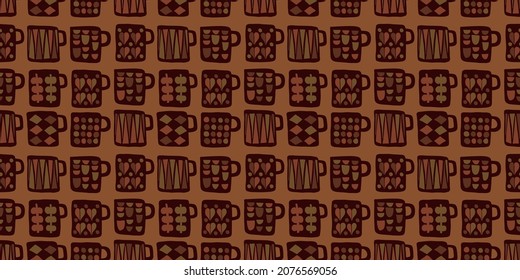 
Mug illustration background. Seamless pattern. Vector.