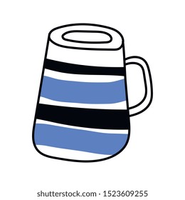 Mug. Illustration for coloring book. Tableware for drinks. Decorative element for design, printing, cards and scrapbooking