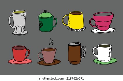 Mug Illustration in High resolution editable vector. Every items of mugs is in different layer.