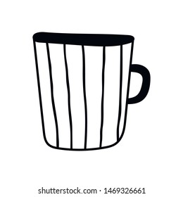 Mug. Illustration on white background. Tableware for drinks. Decorative element for design, printing, cards and scrapbooking