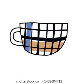 Mug. Illustration on white background. Tableware for drinks. Decorative element for design, printing, cards and scrapbooking