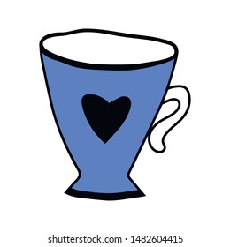 Mug. Illustration on white background. Tableware for drinks. Decorative element for design, printing, cards and scrapbooking