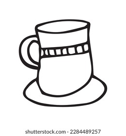 Mug illustration vector doodle hand drawing black