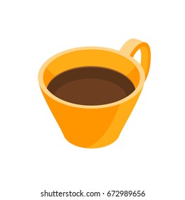 mug in isometric isolated. coffee mug with dark coffee in a flat style, vector illustration isolated from background