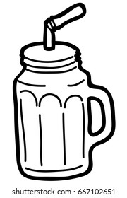 Mug jar sketch vector icon