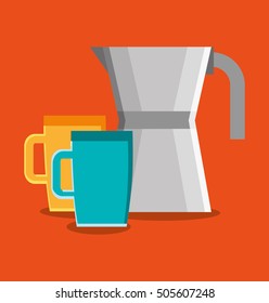 Mug and kettle of Coffee shop design