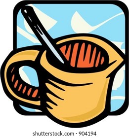 Mug with ladle.Vector illustration