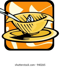 Mug with ladle.Vector illustration