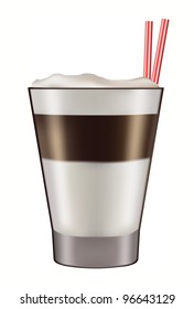 Mug of layered caffe latte ; vector