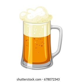 Mug with light beer and froth. Illustration for Oktoberfest.