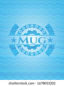 Mug light blue water wave style emblem. Vector Illustration. Detailed.