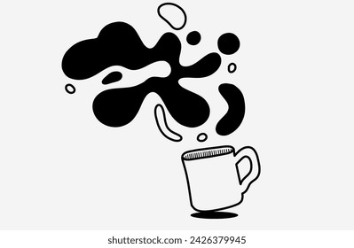 Mug, liquid splash, abstraction vector image.