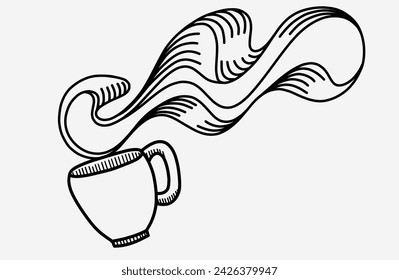 Mug, liquid splash, abstraction vector image.