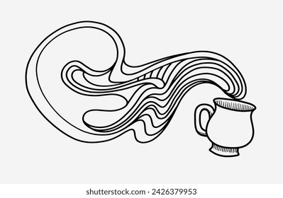Mug, liquid splash, abstraction vector image.